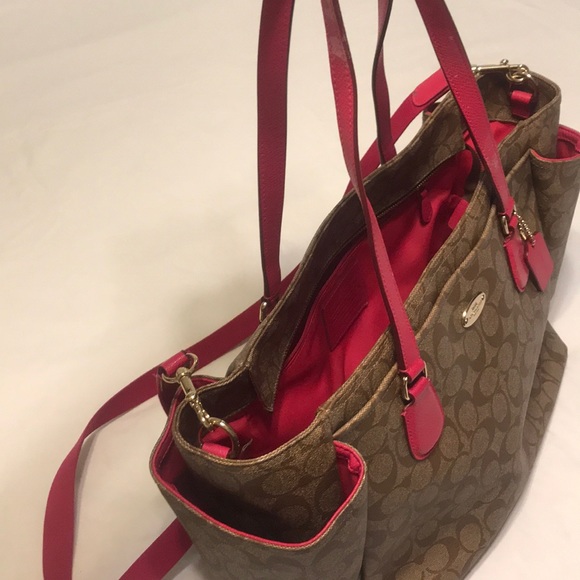 Coach Signature Saddle and Pink Coated Canvas Bag - Picture 13 of 16